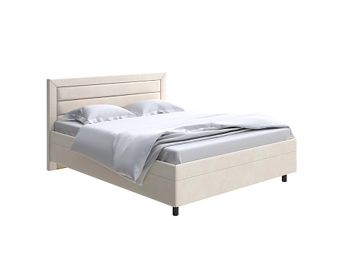 Двуспальная кровать с кожаным изголовьем Next Life 2 - Cтильная модель в стиле минимализм с горизонтальными строчками