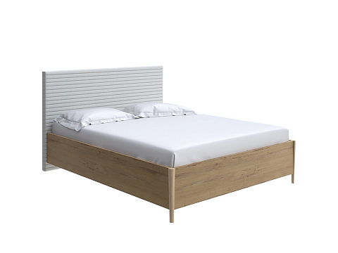 Белая двуспальная кровать Rona - Классическая кровать с геометрической стежкой изголовья