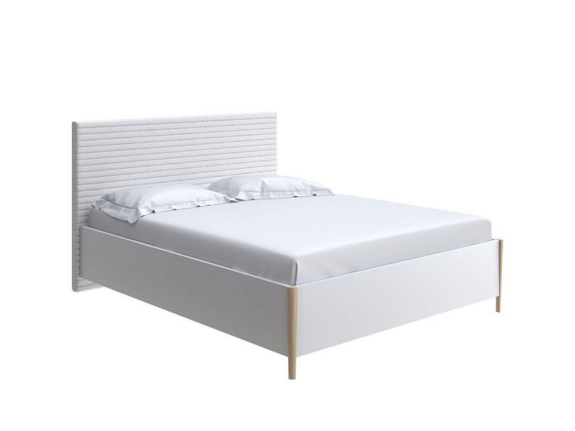 Кровать Rona 180x200  Белый/Тетра Имбирь - Классическая кровать с геометрической стежкой изголовья