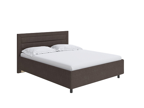 Двуспальная кровать с кожаным изголовьем Next Life 2 - Cтильная модель в стиле минимализм с горизонтальными строчками