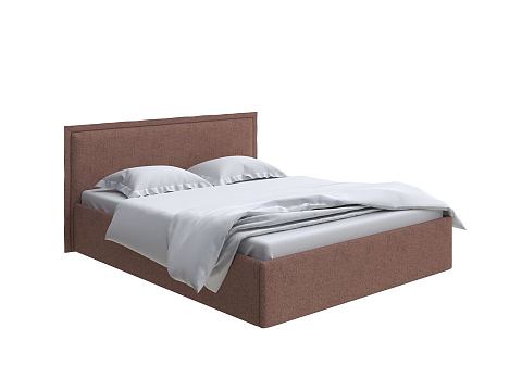 Коричневая кровать Aura Next - Кровать в лаконичном дизайне в обивке из мебельной ткани