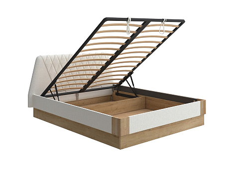 Деревянная кровать Lagom Hill Soft с подъемным механизмом - Кровать со встроенным основанием. 