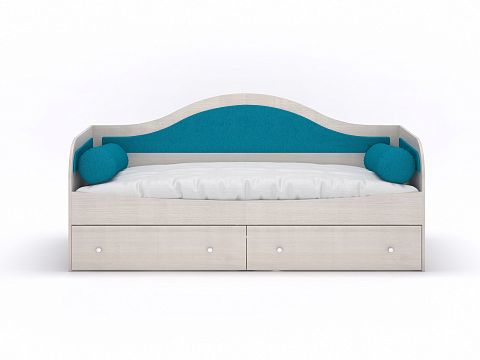 Серая кровать Lori - Детская кровать со встроенным основанияем, 2 выкатными ящиками и 2 подушками-валиками
