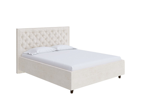 Серая кровать Teona Grand - Кровать с увеличенным изголовьем, украшенным благородной каретной пиковкой.